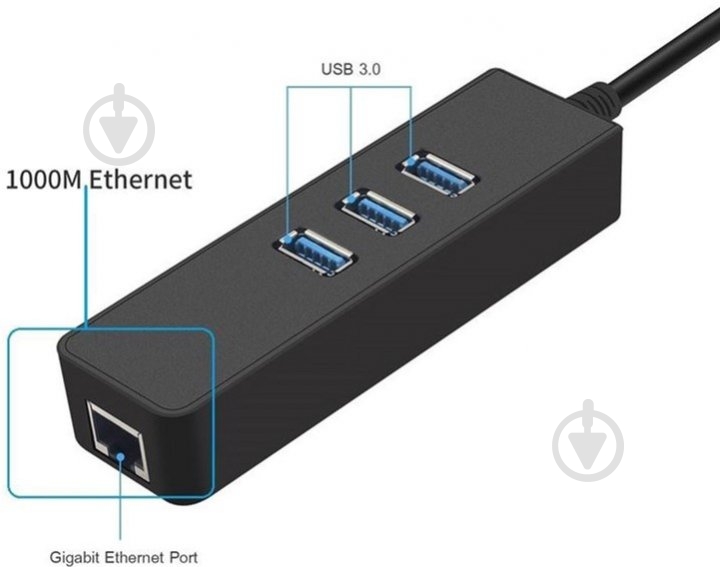 Переходник Dynamode USB 3.0 Type-A - RJ45 Gigabit Lan 3хUSB 3.0 0,19 м черный (USB3.0-Type-A-RJ45-HUB3) - фото 4 Переходник Dynamode USB 3.0 Type-A - RJ45 Gigabit Lan 3хUSB 3.0 0,19 м черный (USB3.0-Type-A-RJ45-HUB3) - фото 4