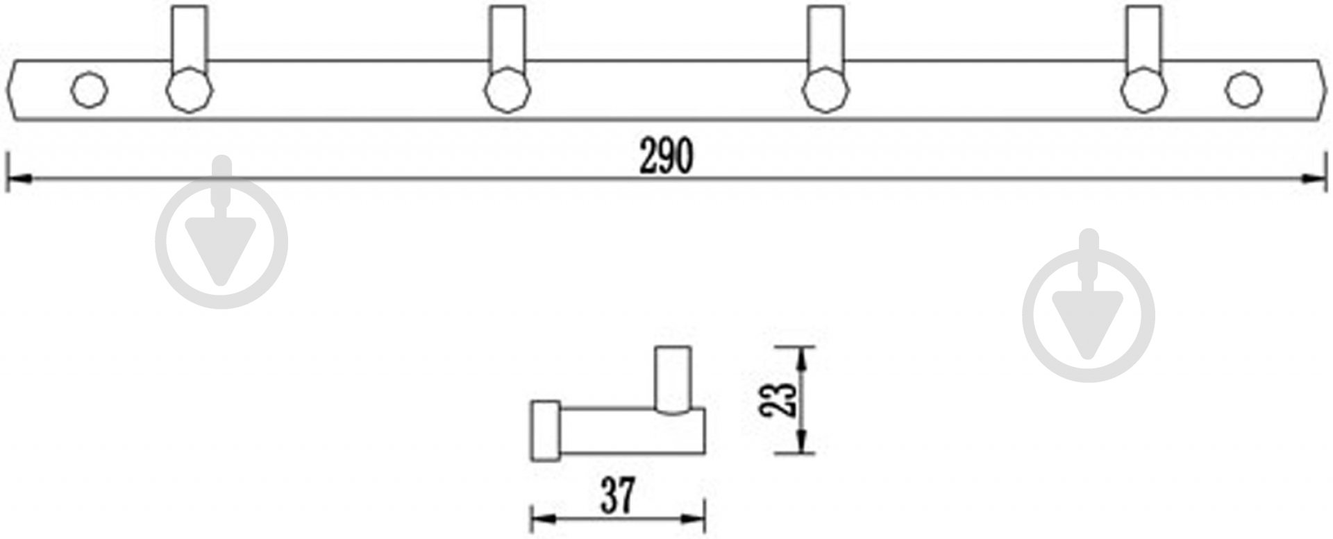 Планка с крючками Aqua Rodos Terra 8056-4 - фото 2