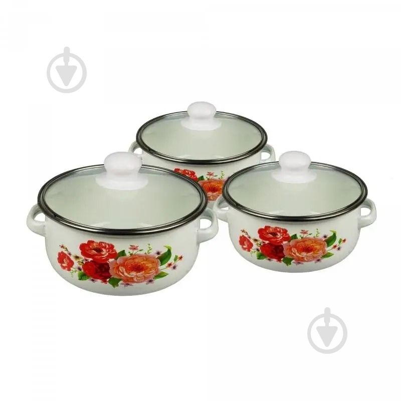 Набор кастрюль Supretto белый с рисунком 5582 3 шт. - фото 2 Набор кастрюль Supretto белый с рисунком 5582 3 шт. - фото 2