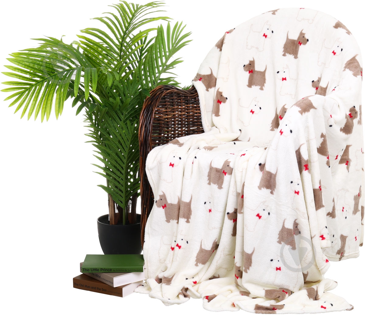 Плед Собаки 160x200 см кремовый с рисунком La Nuit - фото 1