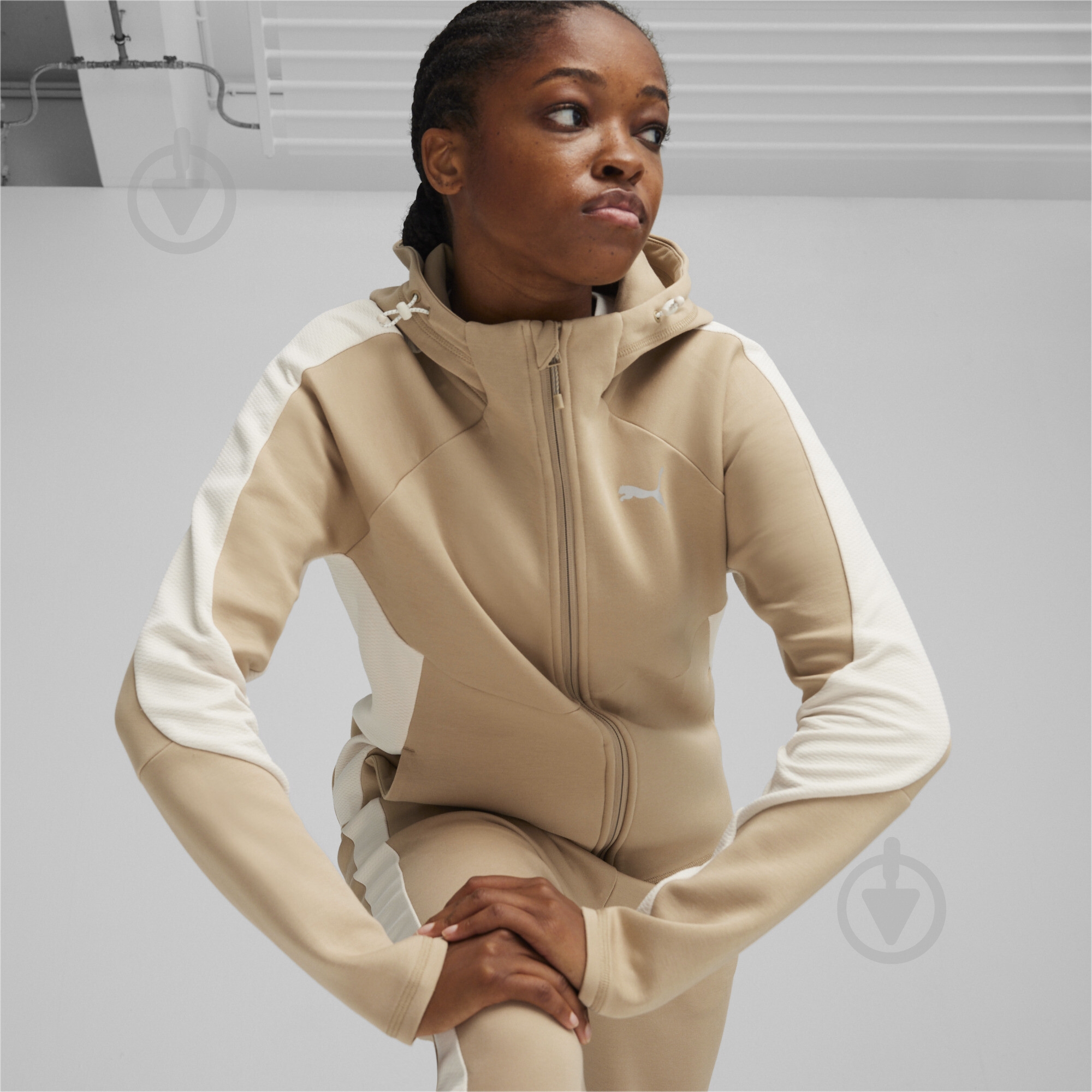 Джемпер Puma EVOSTRIPE FZ Hoodie 67787883 р.M бежевый - фото 3