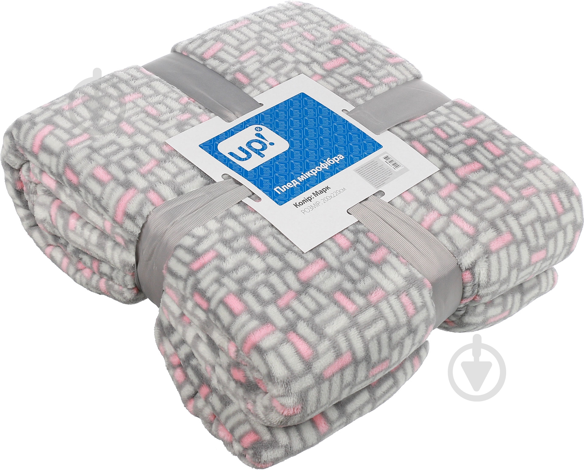 Плед Марк 200x220 см серый с розовым UP! (Underprice) - фото 3