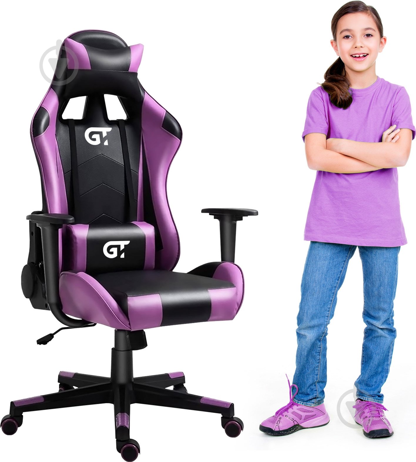 Кресло GT Racer X-5934-B черно-фиолетовый - фото 2