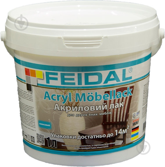 Лак Acryl Mobellack Feidal глянец прозрачный 1 л - фото 1