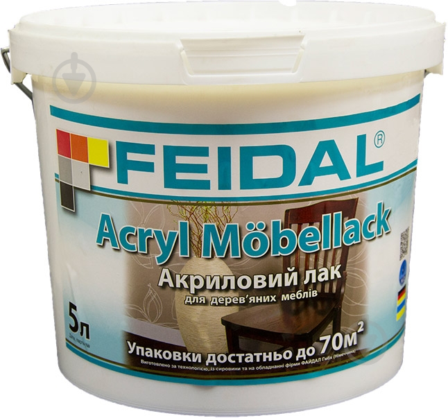 Лак меблевий Acryl Mobellack Feidal глянець 5 л прозорий - фото 1