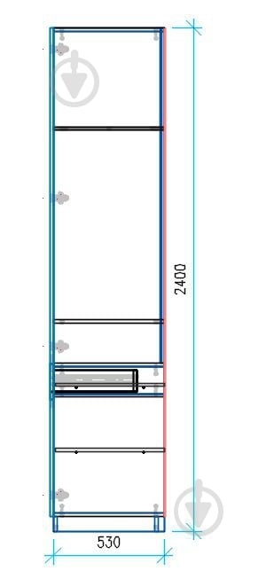 Зеркало Світ Меблів + ящики для шкафа Ravena 800x2400 мм - фото 4