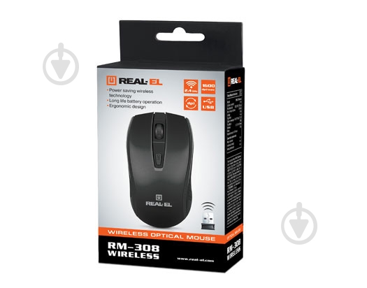 Мышка Real-el RM-308 Wireless black - фото 2 Мышка Real-el RM-308 Wireless black - фото 2