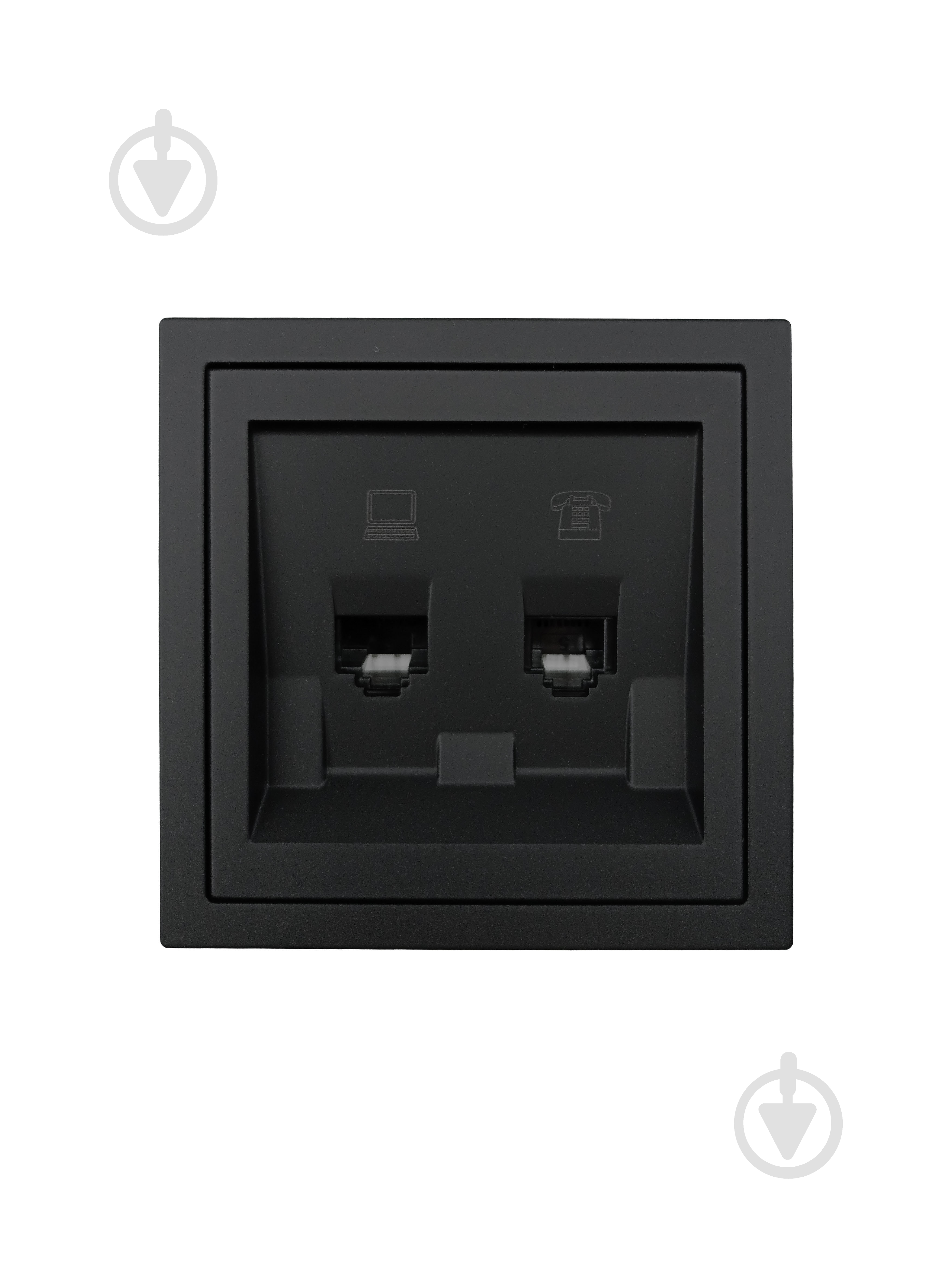 Механізм розетки комп'ютерна + телефонна HausMark Juna IP20 чорний 7041-4288-143 - фото 1
