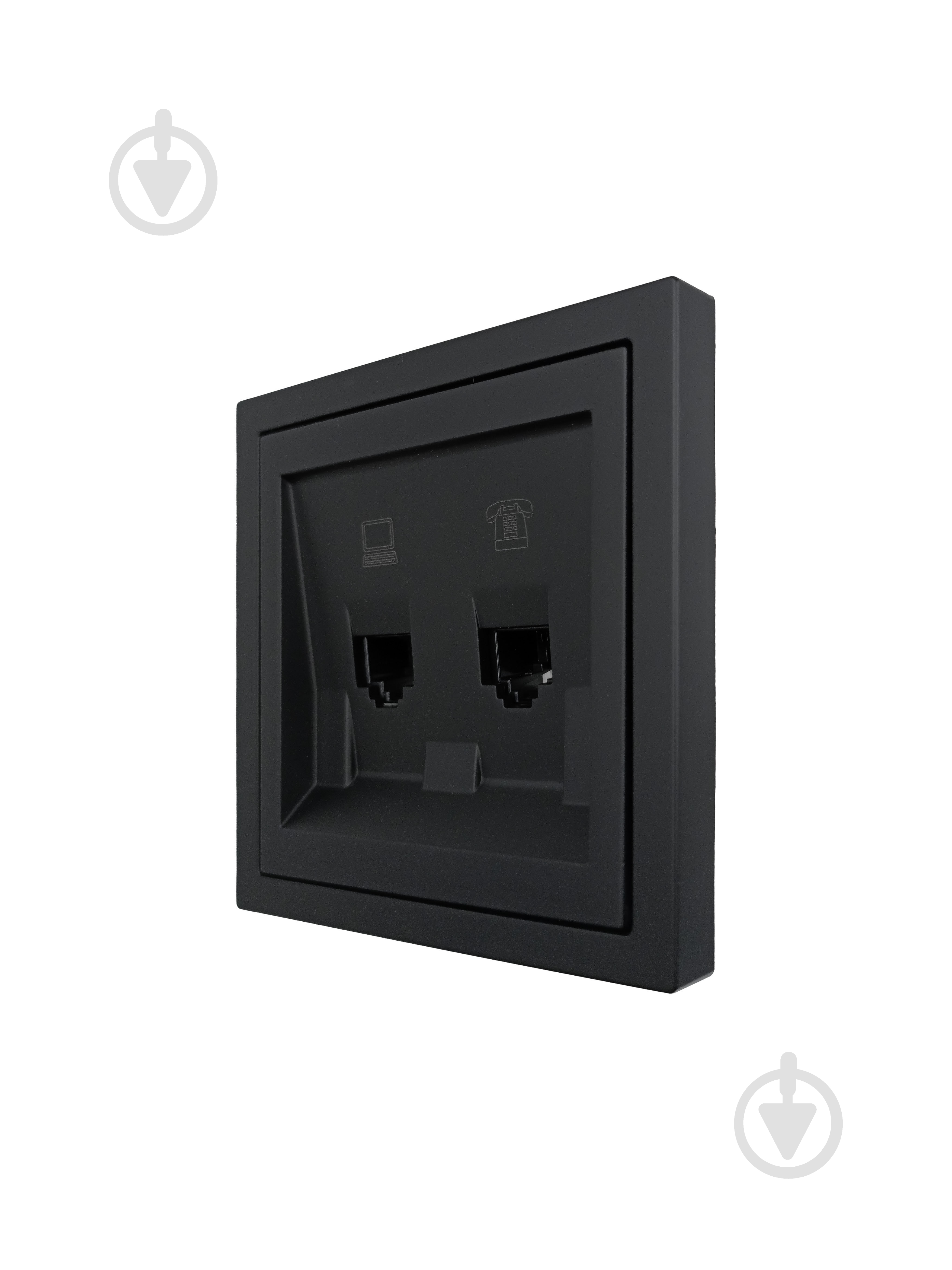Механізм розетки комп'ютерна + телефонна HausMark Juna IP20 чорний 7041-4288-143 - фото 3