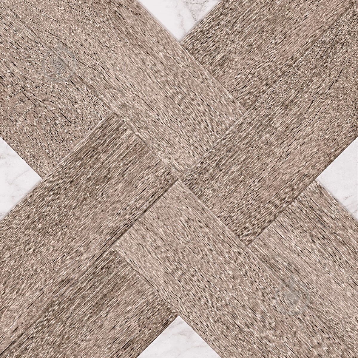 Плитка Golden Tile Marmo Wood Cross dark beige 4VН870 40х40 см - фото 1