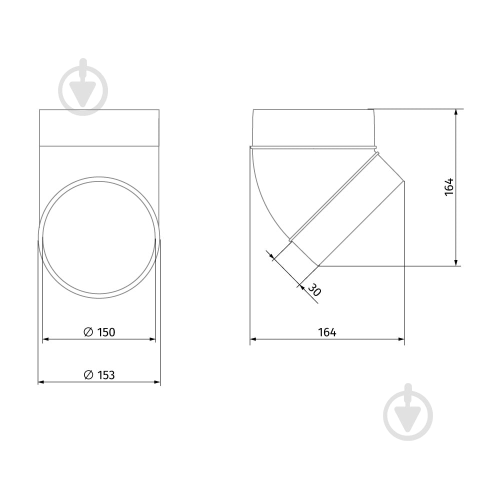 Коліно 45° Вентс Пластивент 323 - фото 2