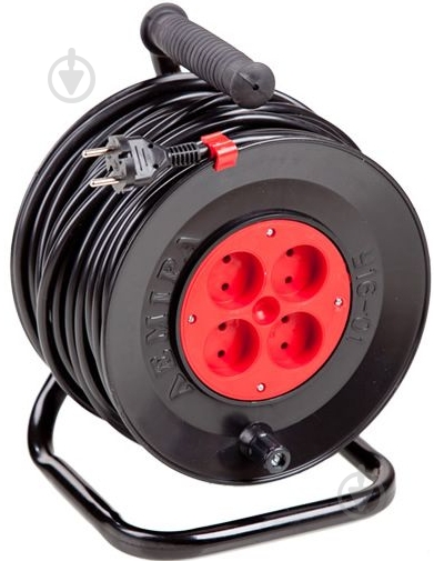 Подовжувач на котушці Леміра без заземлення 4 гн. чорний із червоним 60 м У16-01 2х1,5 - фото 1 Подовжувач на котушці Леміра без заземлення 4 гн. чорний із червоним 60 м У16-01 2х1,5 - фото 1