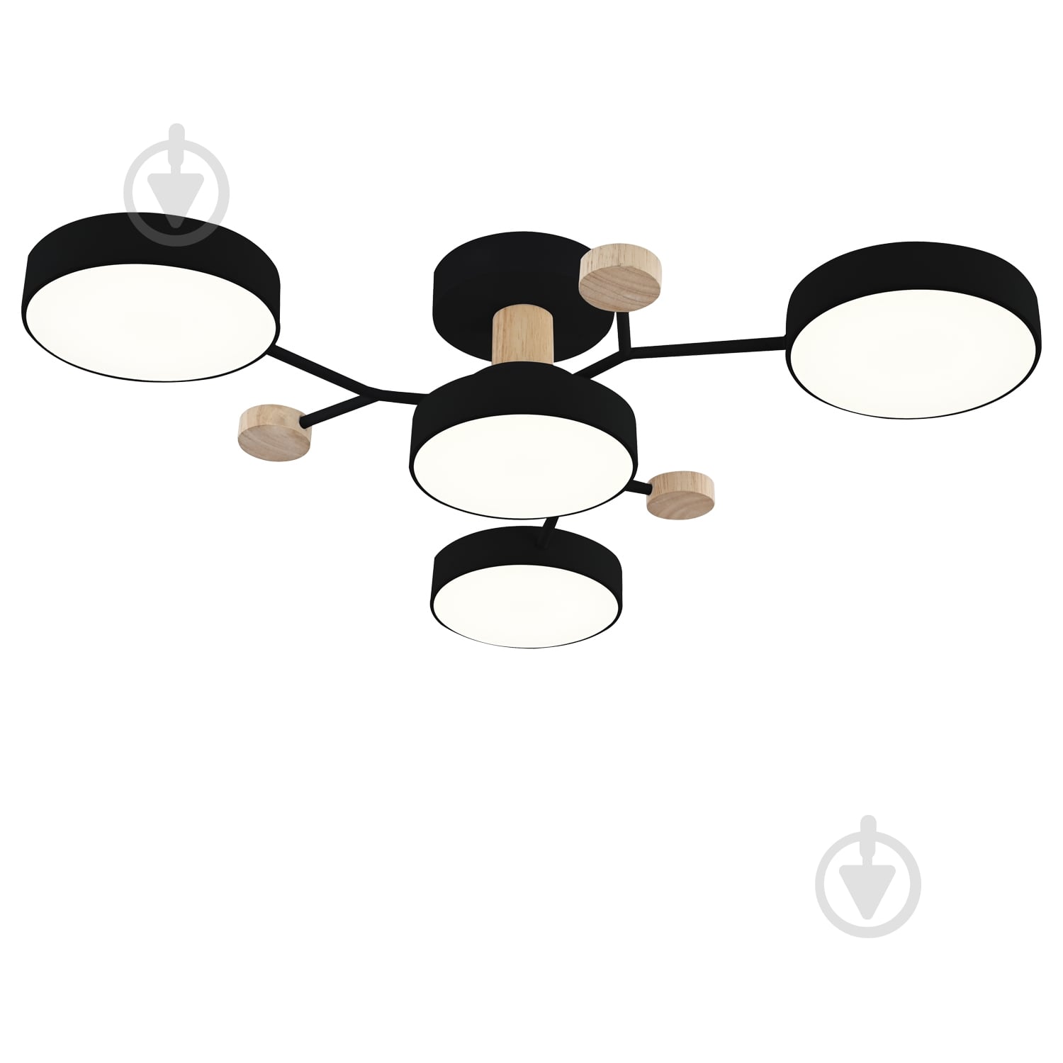 Люстра світлодіодна Victoria Lighting з пультом 75 Вт чорний/дерево Hindi/PL4 black - фото 1 Люстра світлодіодна Victoria Lighting з пультом 75 Вт чорний/дерево Hindi/PL4 black - фото 1