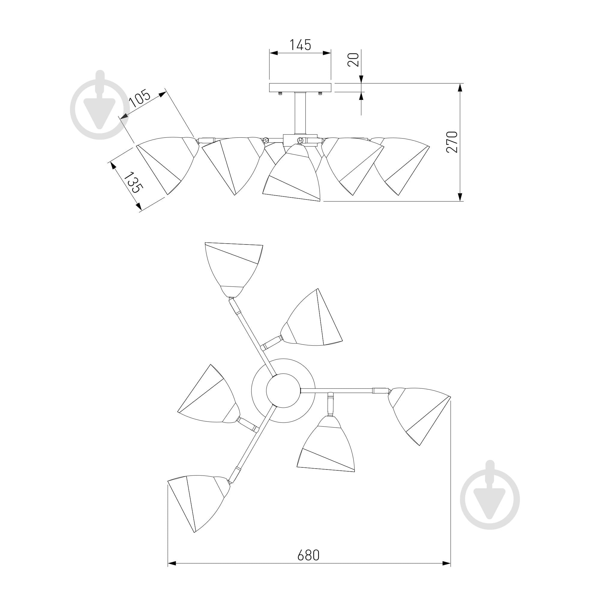 Люстра потолочная Strotskis Paola 6x40 Вт E27 хром 30126/6 - фото 4