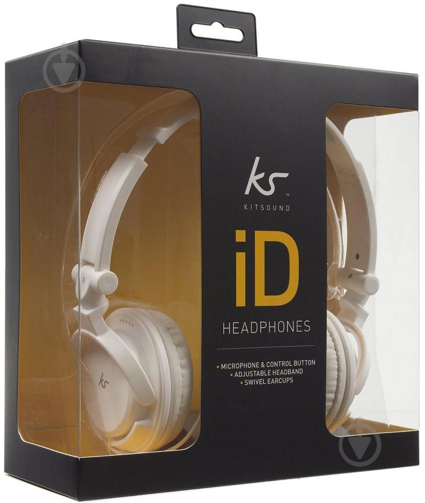 Гарнитура KitSound iD Headphones with Microphone and Multi-function Button white - фото 4
