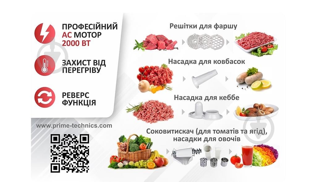 Мясорубка PRIME Technics PG 2003 W - фото 12
