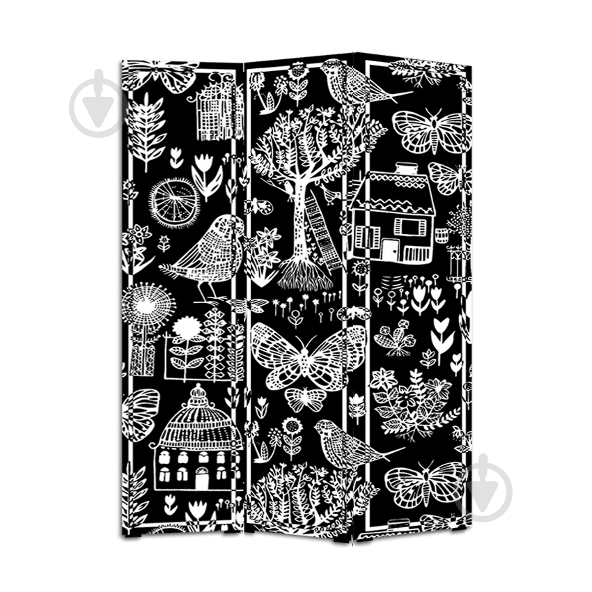 Ширма Теамо Птицы 1750x1400x25 мм черный с белым - фото 4