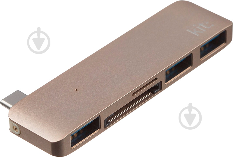 Адаптер Kit USB-C Multiport USB-C to USB 3.0 SD microSD reader Gold - фото 1