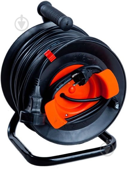 Удлинитель на катушке Леміра без заземления 1 гн. черный с красным 40 м У16-03 2х2,5 - фото 1 Удлинитель на катушке Леміра без заземления 1 гн. черный с красным 40 м У16-03 2х2,5 - фото 1