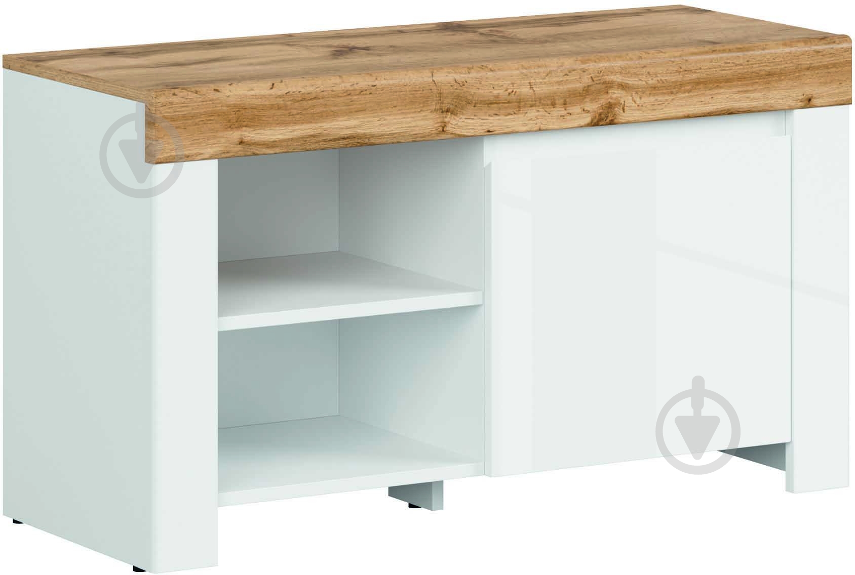 Тумба для обуви BRW Holten 1д 925x370x530 мм белый/дуб вотан/белый глянец (S440-REG1D/50-BI/DWO/BIP) - фото 3