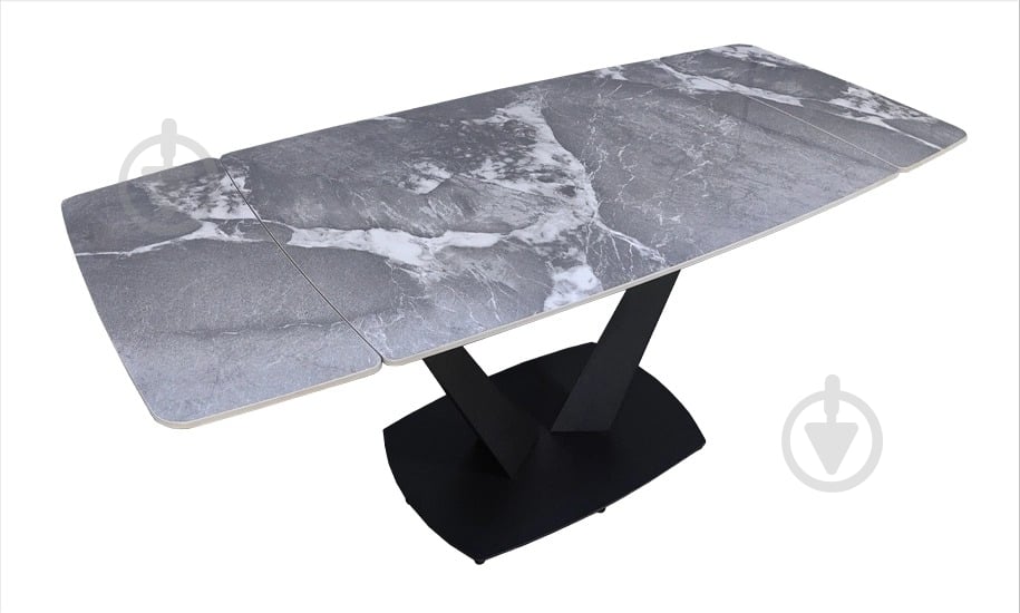 Стол обеденный Prestol Саймон 1200(1800)x800x750мм серый глянец/черный - фото 4