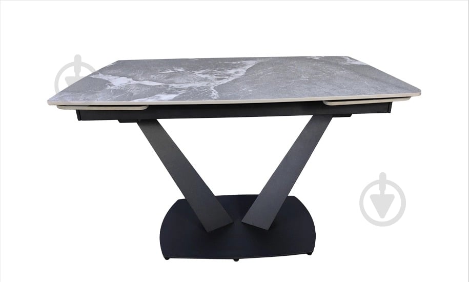 Стол обеденный Prestol Саймон 1200(1800)x800x750мм серый глянец/черный - фото 2