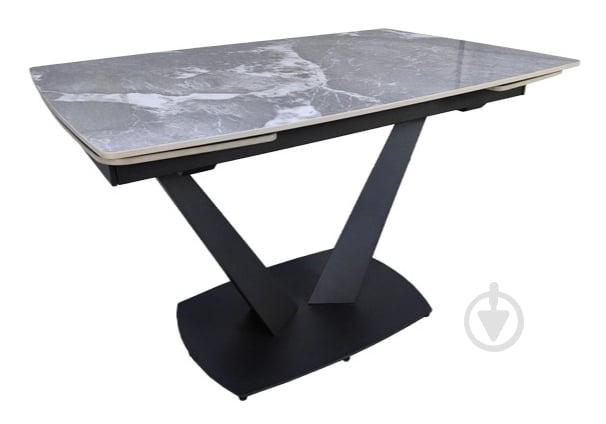Стол обеденный Prestol Саймон 1200(1800)x800x750мм серый глянец/черный - фото 1