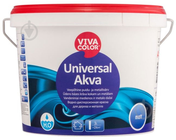 Краска водоэмульсионная Vivacolor Universal Akva Matt A мат белый 2,7 л - фото 1 Краска водоэмульсионная Vivacolor Universal Akva Matt A мат белый 2,7 л - фото 1