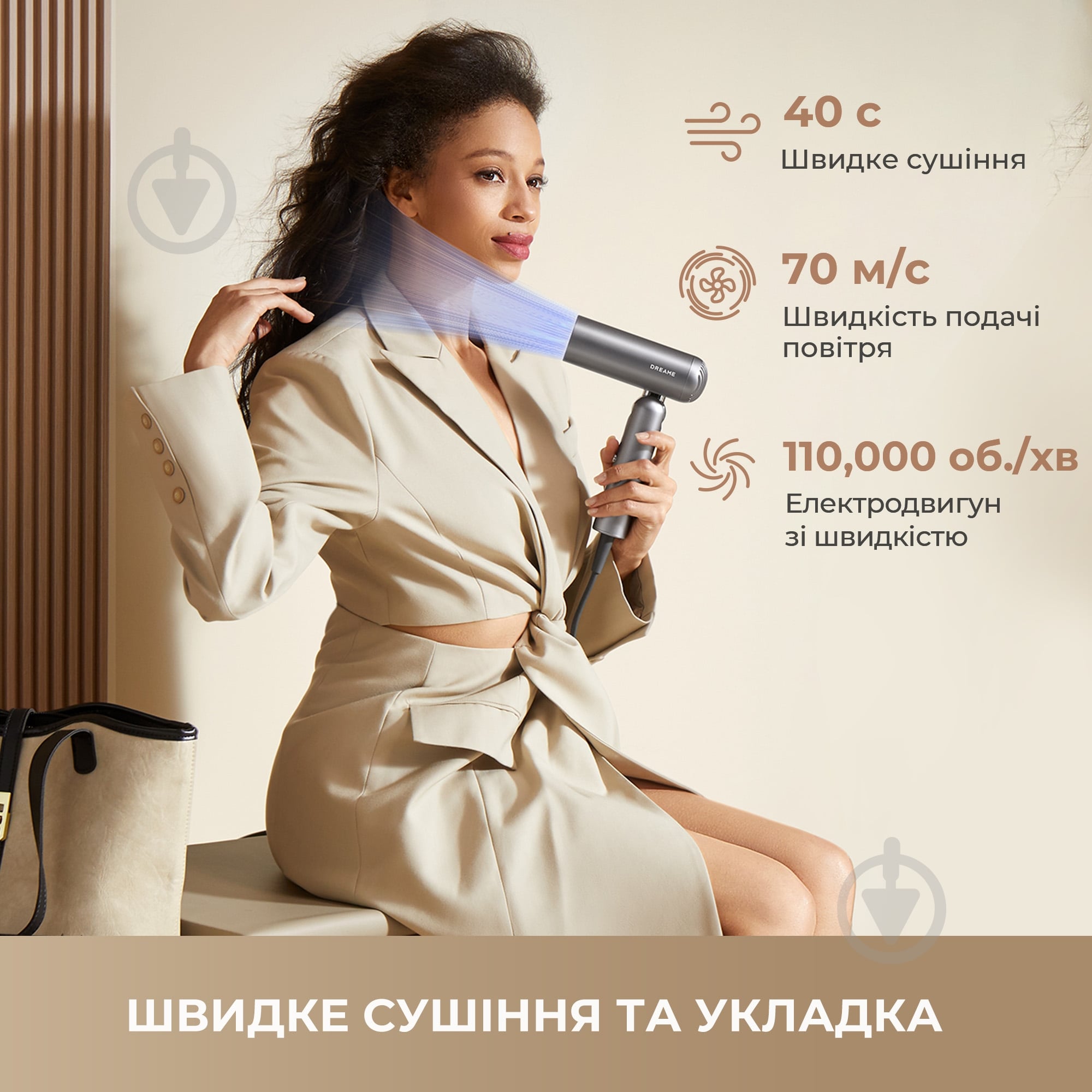 Фен DREAME Hair Dryer Pocket (AHD51) Titanium - фото 6 Фен DREAME Hair Dryer Pocket (AHD51) Titanium - фото 6