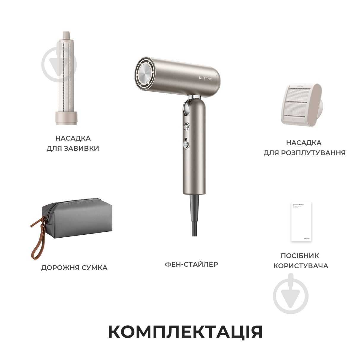 Фен DREAME Hair Dryer Pocket (AHD51) Titanium - фото 11 Фен DREAME Hair Dryer Pocket (AHD51) Titanium - фото 11