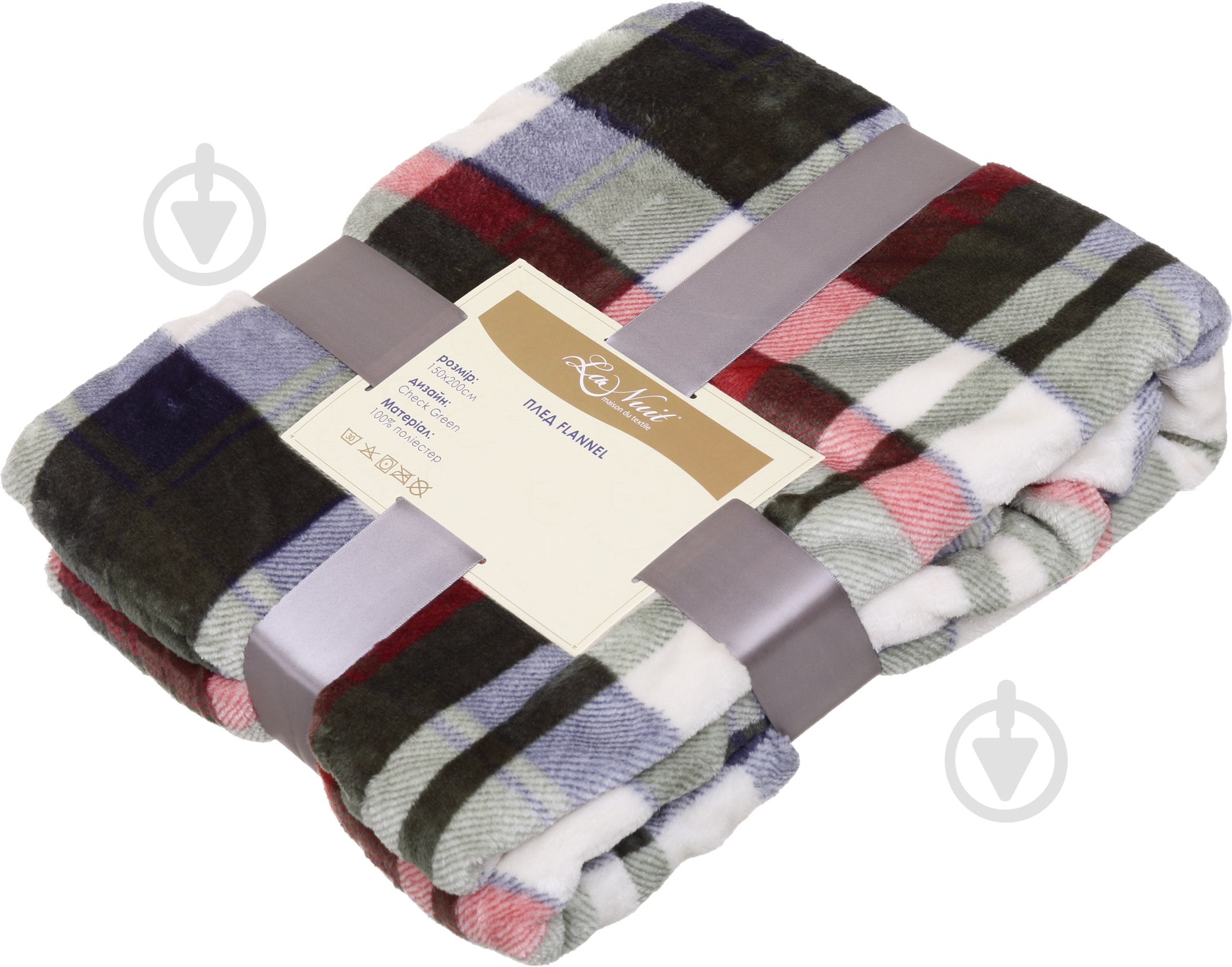 Плед Flannel CHECK GREEN 150x200 см зеленый La Nuit - фото 3