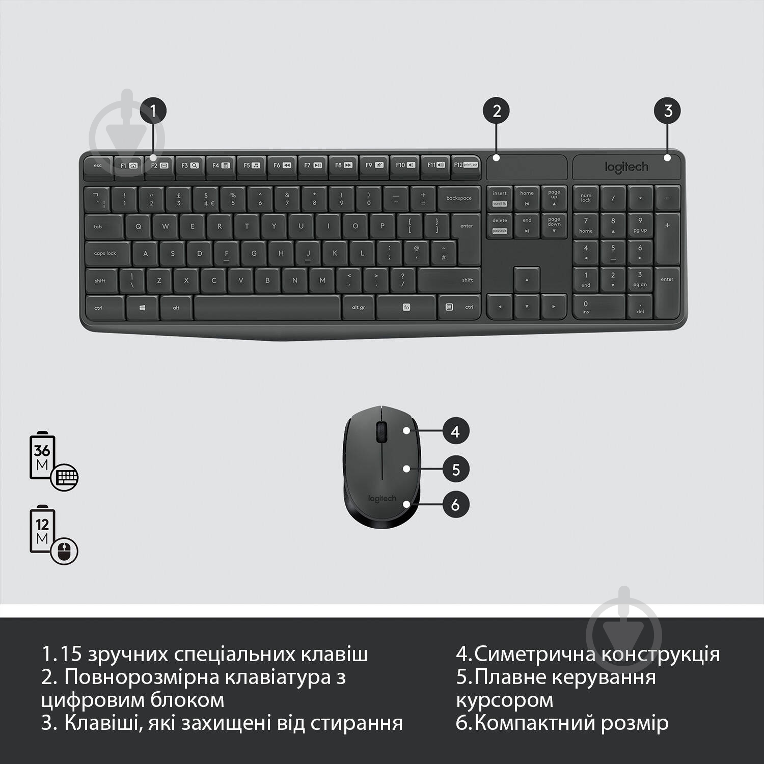 Комплект клавиатура + мышь Logitech Wireless Combo MK235 black (920-007948) - фото 6 Комплект клавиатура + мышь Logitech Wireless Combo MK235 black (920-007948) - фото 6