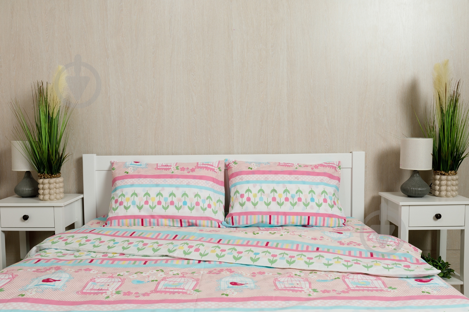 Комплект постельного белья Птичка евро розовый с рисунком Rigel - фото 2 Комплект постельного белья Птичка евро розовый с рисунком Rigel - фото 2