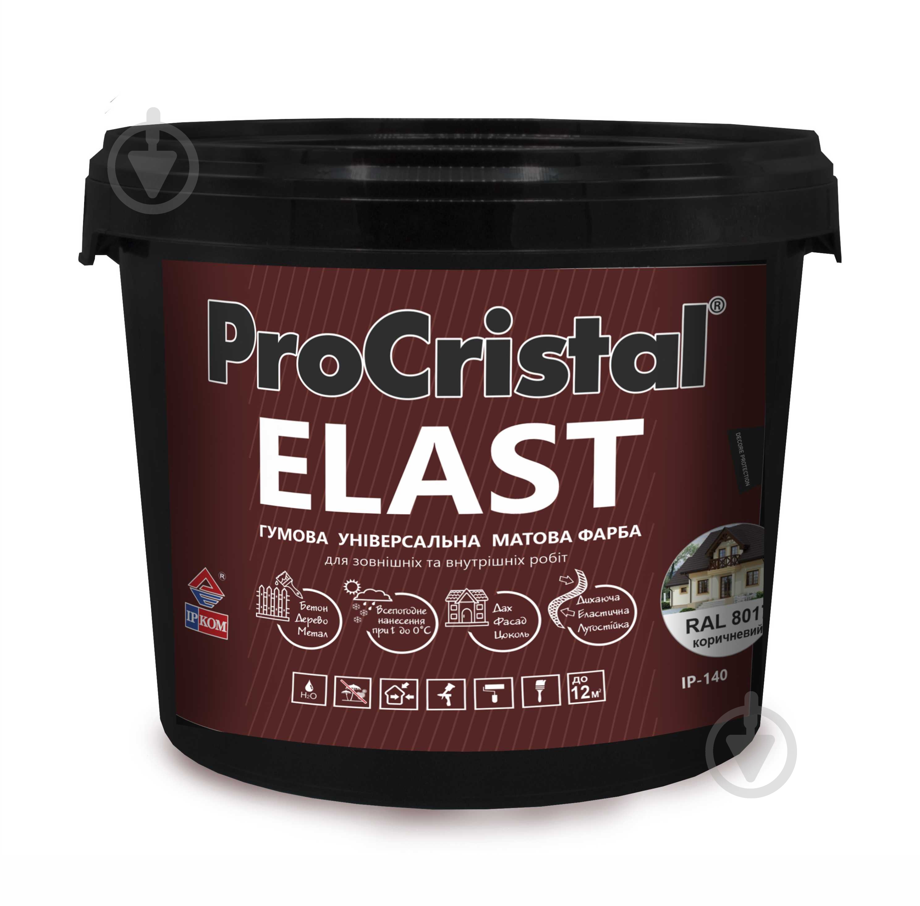 Фарба гумова акрилова ProCristal Elast IP-140 мат білий 1,2 кг - фото 2