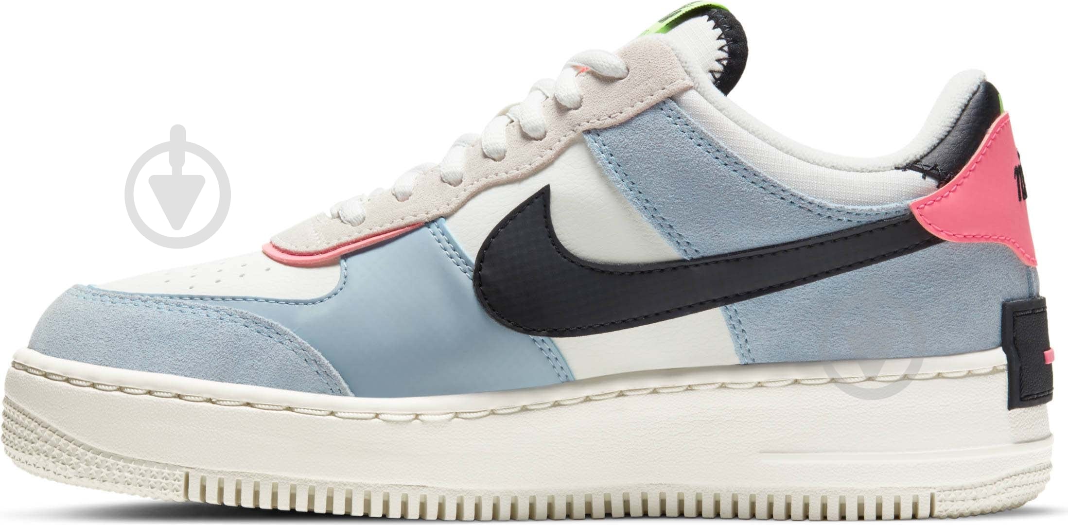 Кроссовки женские демисезонные Nike Air Force 1 Shadow CU8591-101 р.38,5 голубые с белым - фото 6