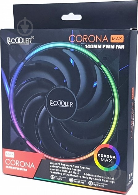 Корпусный кулер PcСooler CORONA MAX 140 RGB - фото 16 Корпусный кулер PcСooler CORONA MAX 140 RGB - фото 16