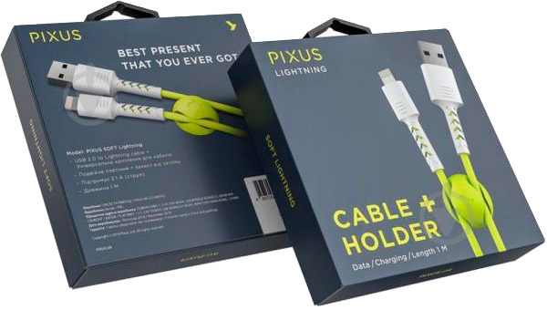 Дата-кабель Pixus USB 2.0 AM – Lightning 1 м white/lime (4897058531183) - фото 5 Дата-кабель Pixus USB 2.0 AM – Lightning 1 м white/lime (4897058531183) - фото 5