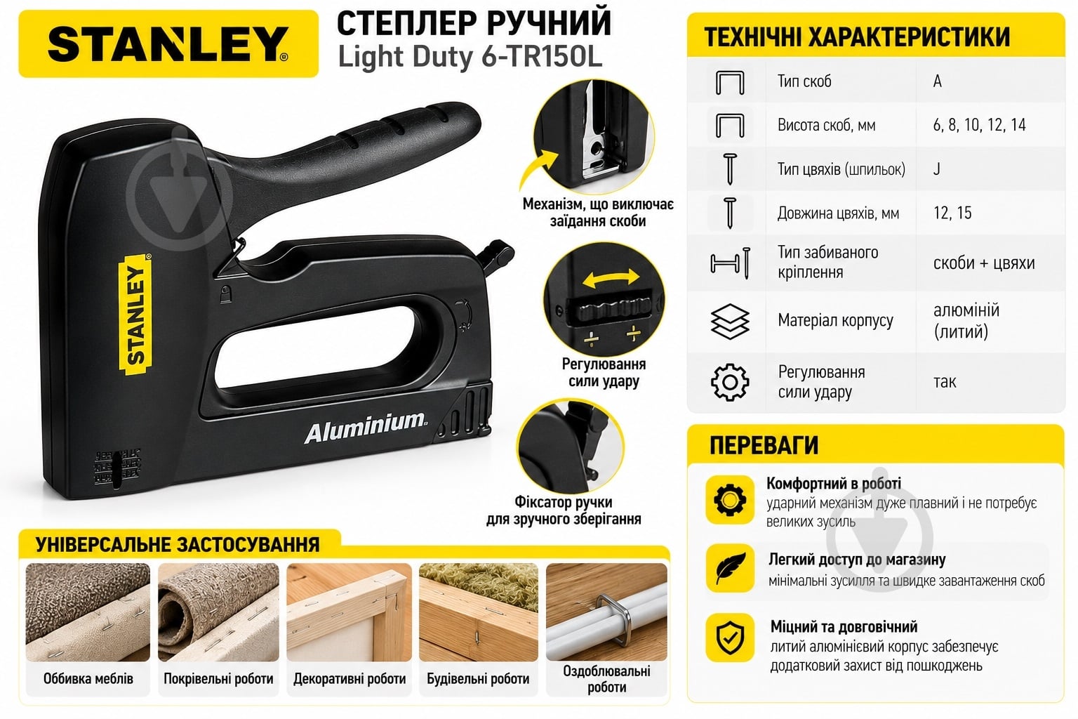 Степлер Stanley 6-TR150L Light Duty - фото 2