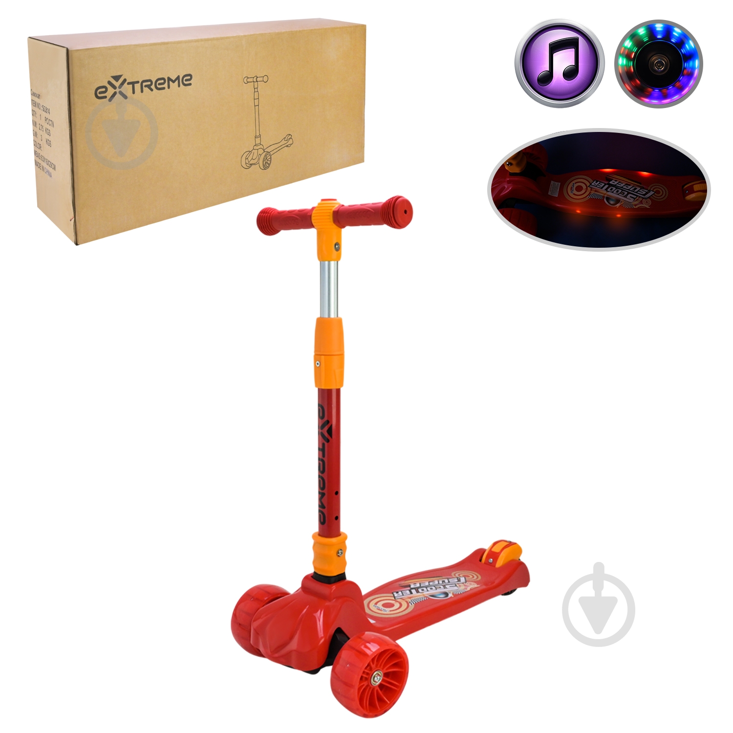 Самокат Extreme Motion красный SC814 - фото 1