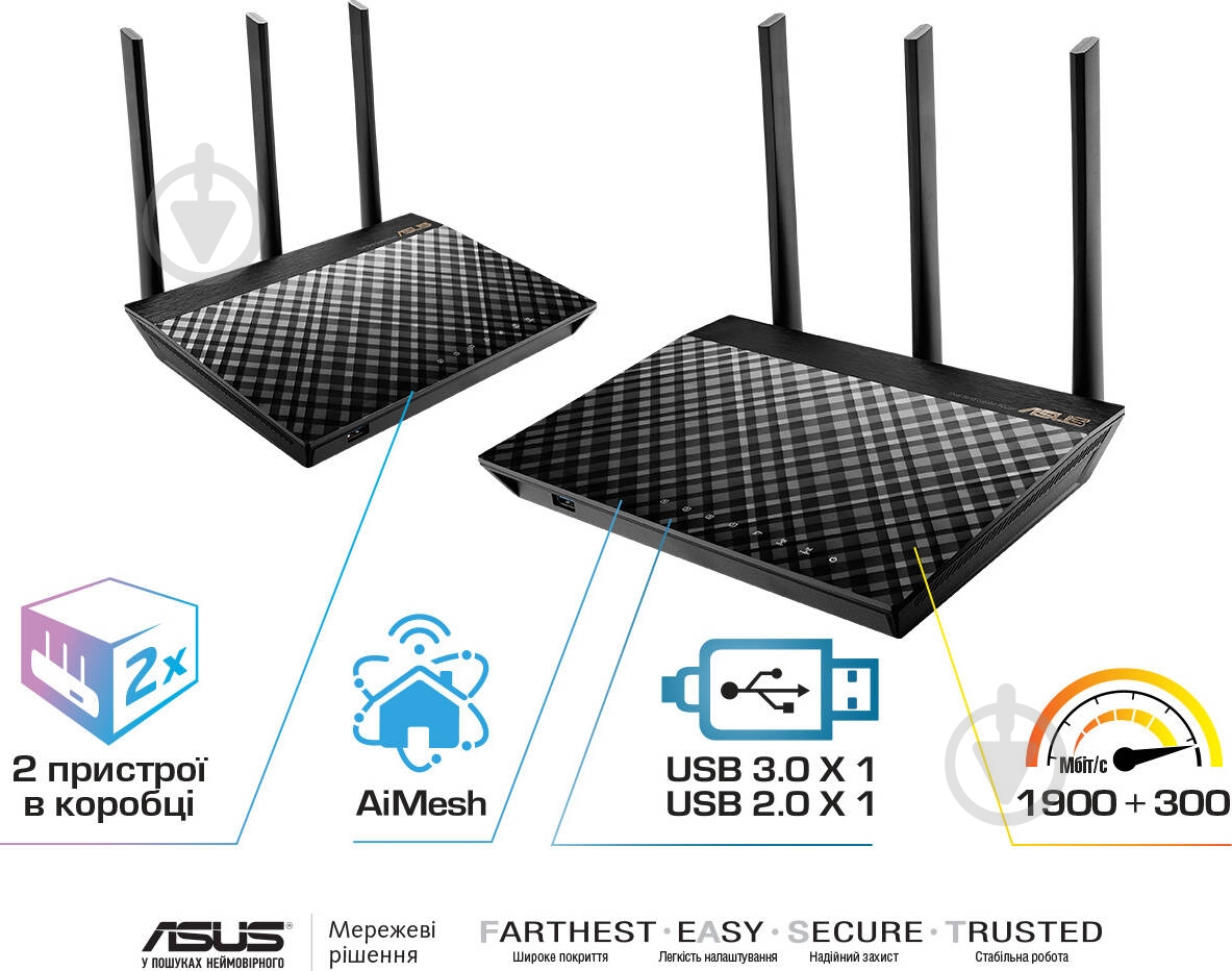 Wi-Fi-система Asus RT-AC67U (2-pack) - фото 1