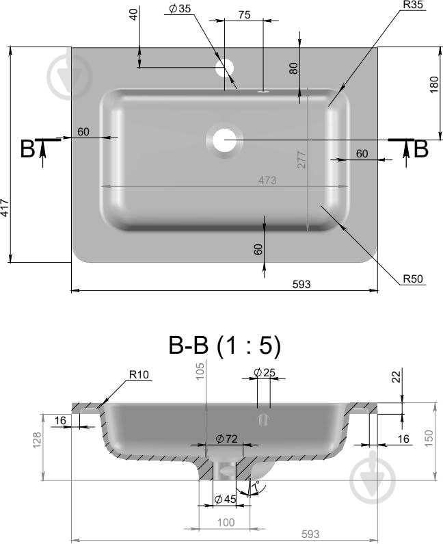 Умывальник Aqua Rodos Альфа 60 см - фото 6