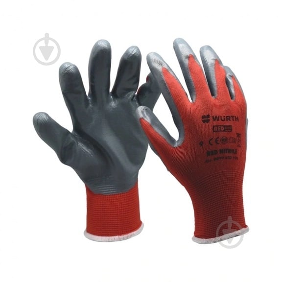 Рукавички WURTH Wurth Red Nitrile з покриттям нітрил M (8) 0899403108 - фото 1