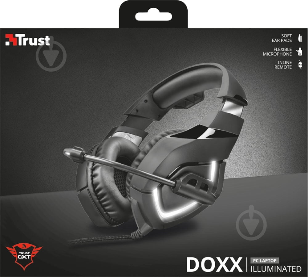 Гарнітура Trust GXT 380 Doxx Illuminated gaming headset black (22338) - фото 8