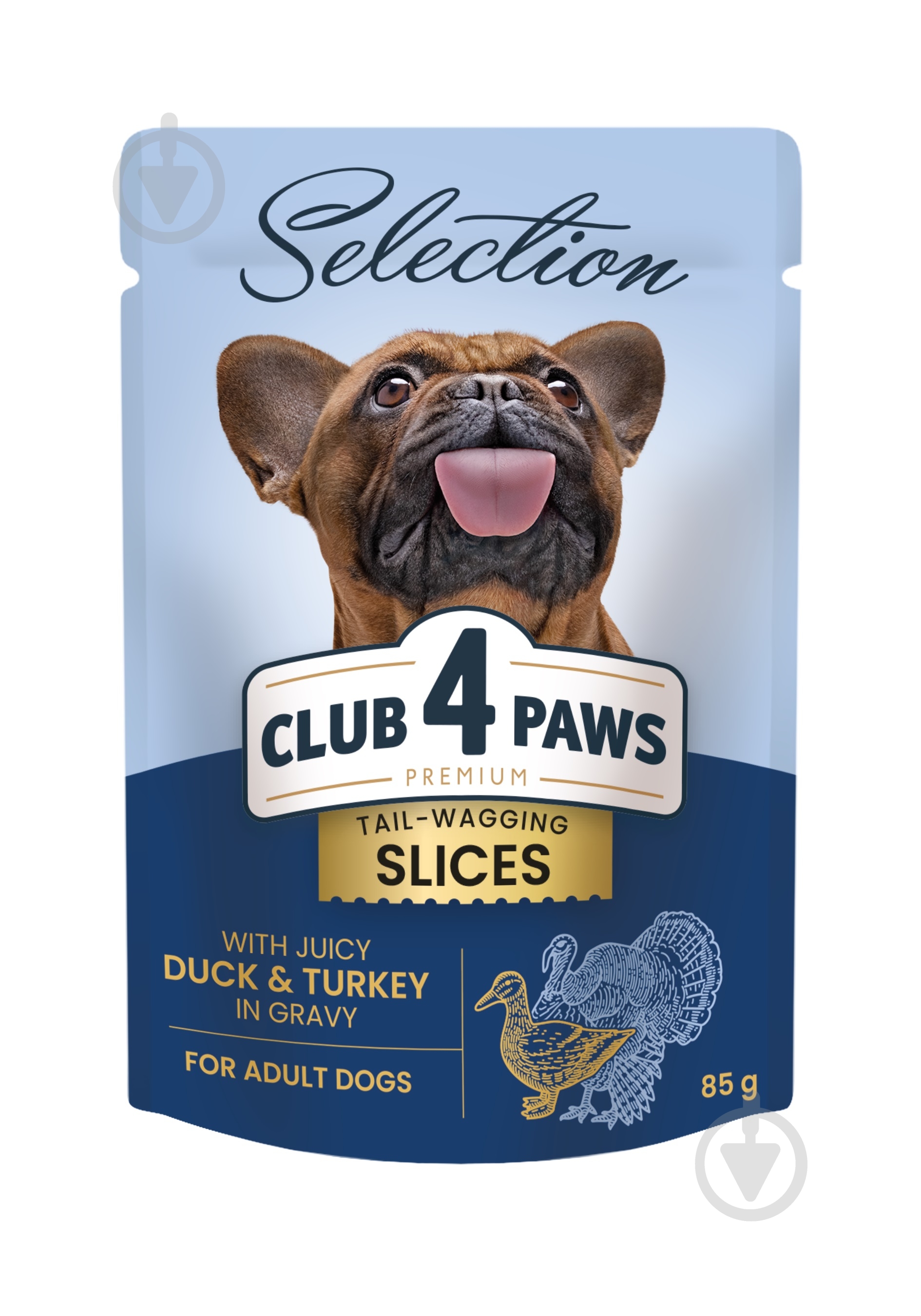 Консерва Club 4 Paws Selection Premium+ Шматочки качка та індичка в соусі 85 г - фото 1