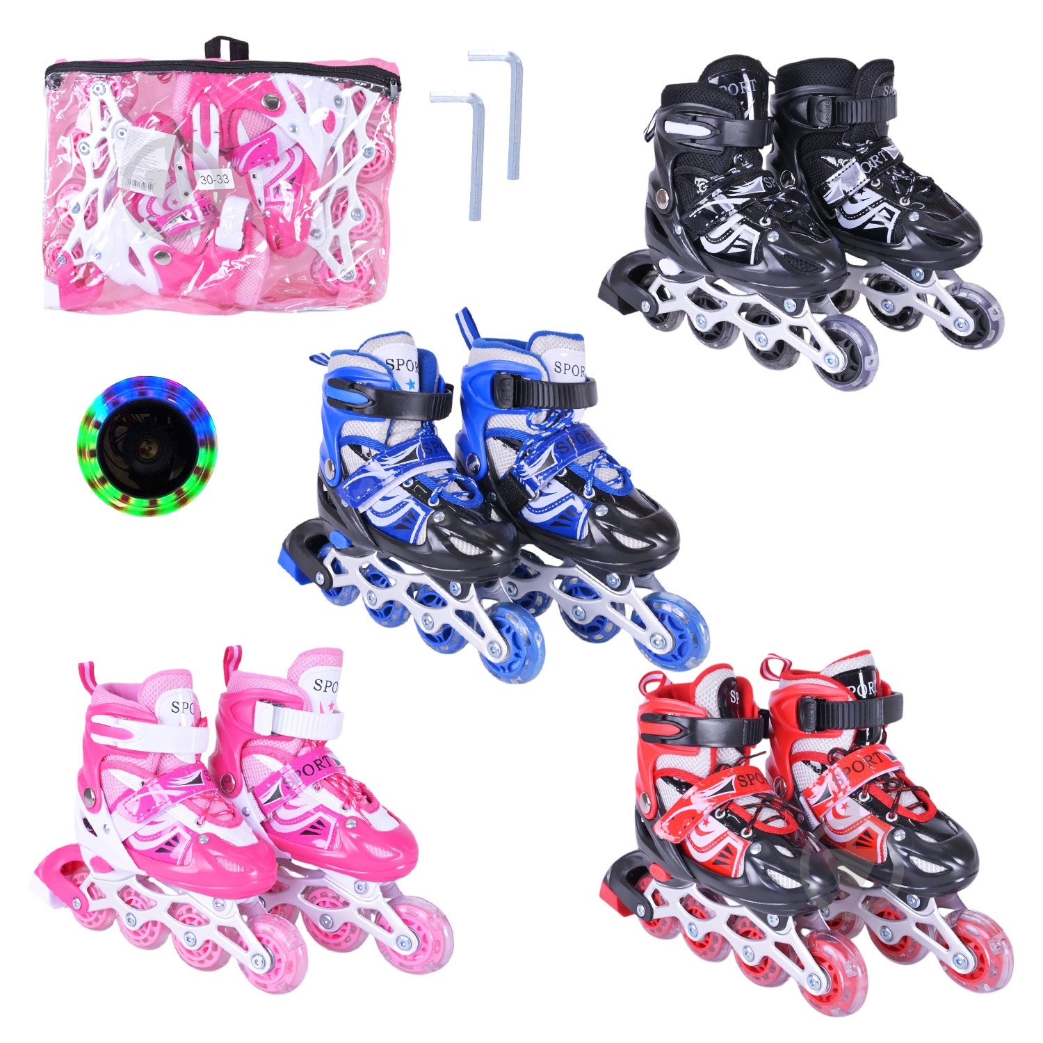 Роликовые коньки Shantou S RL25504 р. 30-33 в ассортименте - фото 1 Роликовые коньки Shantou S RL25504 р. 30-33 в ассортименте - фото 1