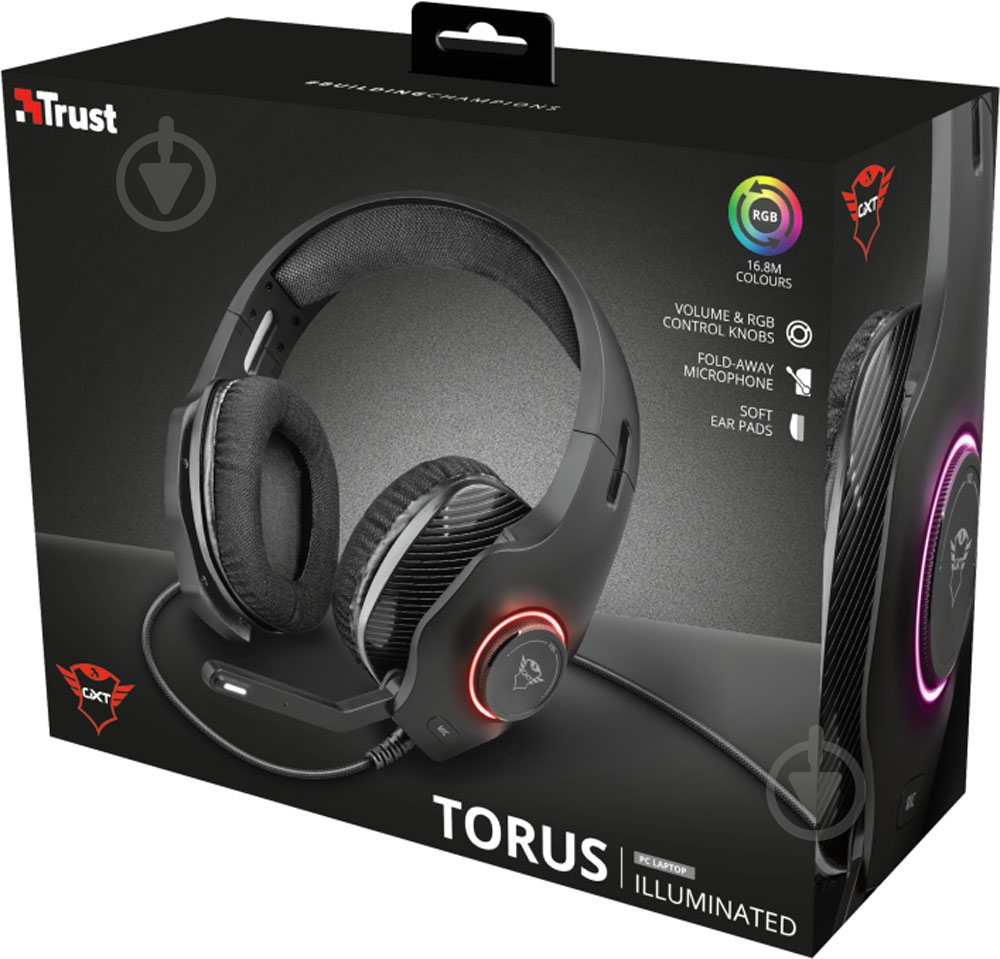Гарнитура Trust GXT 455 Torus RGB gaming headset black (23138) - фото 7