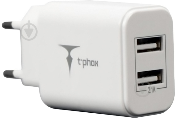 Сетевое зарядное устройство T-PHOX Pocket 2.1A Dual USB (White) - фото 1 Сетевое зарядное устройство T-PHOX Pocket 2.1A Dual USB (White) - фото 1