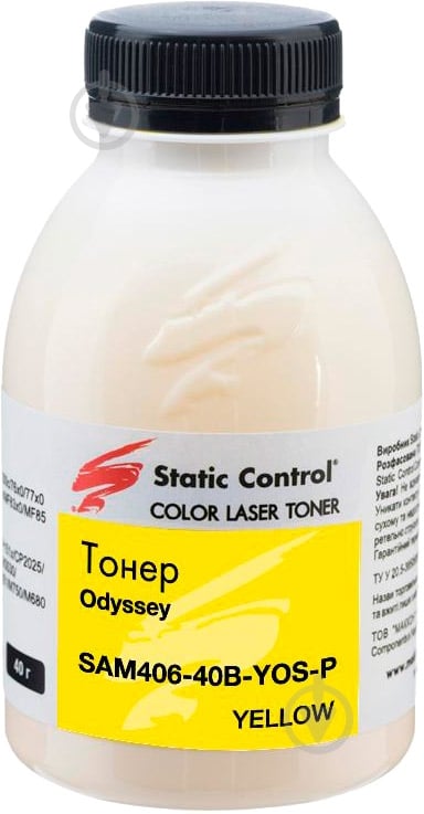 Тонер Static Control Samsung CLP-360/CLX-3300 (SAM406-40B-YOS-P) yellow - фото 1