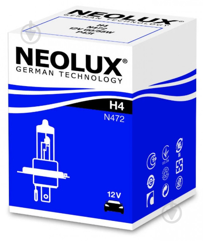 Автолампа галогенная Neolux H4 55/60 Вт 1 шт.(NE N472) - фото 1 Автолампа галогенная Neolux H4 55/60 Вт 1 шт.(NE N472) - фото 1