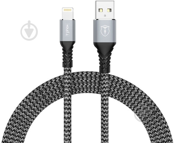 Кабель T-PHOX Lightning – USB-C 1 м серый (T-L814 grey) Jagger - фото 3